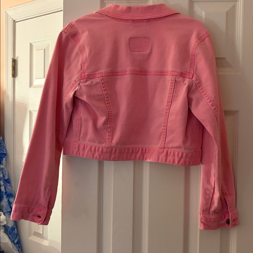 VTG Hollister Bright Pink Cropped Denim Jacket - Picture 7 of 7